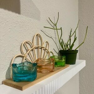 Colorful Glass Candle Holders with Decorative Stand